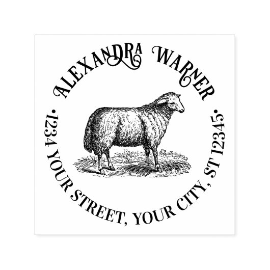 Naam en adres van de  schapenhouderij Terugkeeradr Zelfinktende Stempel (Design)