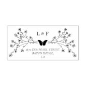 Naam en adres van de vliegende vlinder van de vlin rubberstempel (Afrduk)