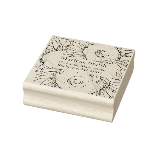 Naam en adres van de zonnebloemen rubberstempel (Stempel)