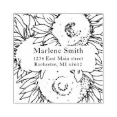 Naam en adres van de zonnebloemen rubberstempel (Afrduk)