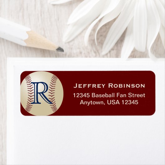 Naam en adres van het Baseball Monogram Etiket (Insitu)
