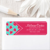 Naam en adres van het fruitpatroon Cute Strawberry Etiket (Insitu)