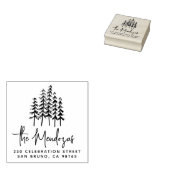 Naam en adres van tekenreeks & Pine Trees retourad Rubberstempel (Gestempeld)