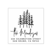 Naam en adres van tekenreeks & Pine Trees retourad Rubberstempel (Afrduk)