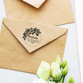 Naam en adres van zonnebloempel rubberstempel