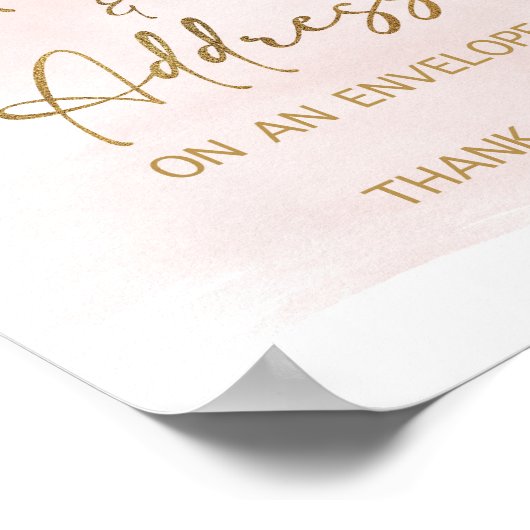 Naam en adres Waterverf Blush & Gold Sign Poster (Hoek)