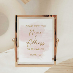 Naam en adres Waterverf Blush & Gold Sign Poster