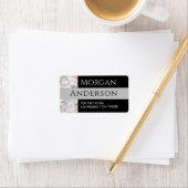 Naam en adres, witte en Roos goudmarmer, Lt Grey Etiket (Insitu)