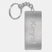 Naam en bericht personaliseren, geborsteld staal sleutelhanger (Voorkant Links)