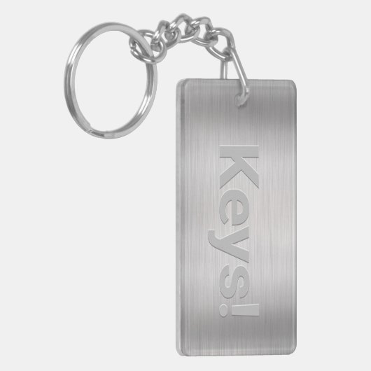 Naam en bericht personaliseren, geborsteld staal sleutelhanger (Voorkant Links)