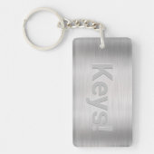 Naam en bericht personaliseren, geborsteld staal sleutelhanger (Voorkant)