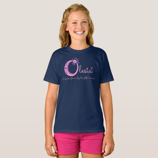 Naam en betekenis van Olesia meiden O-monogram shi T-shirt (Voorkant volledig)