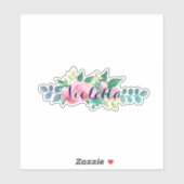 Naam en bloemen Pioenrozen Bohemen Sticker (Vel)