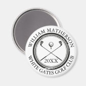 Naam en clubnaam datum zwart en wit magneet (Voorkant / Achterkant)