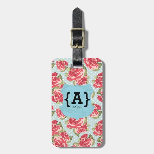 naam en contactgegevens op Rozen Bagagelabel (Voorkant verticaal)