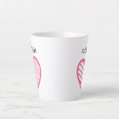 NAAM en Cute Hot Pink Striped Heart Latte Mok (Voorkant)