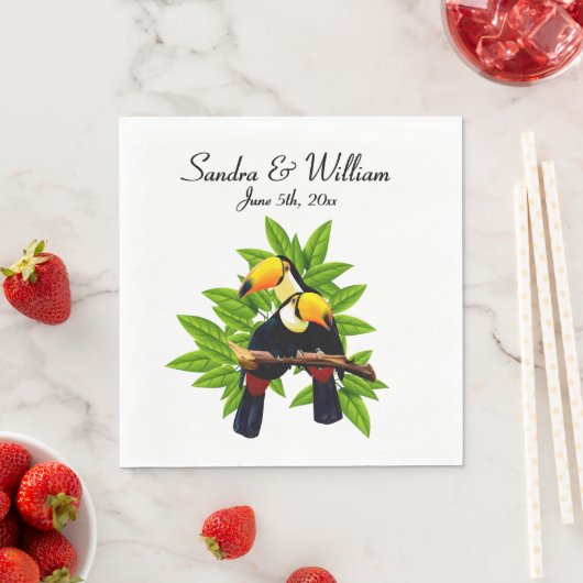 Naam en datum exotische Toucan Duo Servet (Insitu)