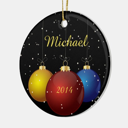 Naam en datum Gepersonaliseerde kerstversiering Keramisch Ornament (Links)