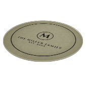 Naam en datum monogram | Sage & Black Round Snijplank (Hoek)