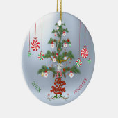 Naam en datum toevoegen Vluchten Navidad Sheep Ker Keramisch Ornament (Rechts)