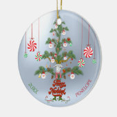 Naam en datum toevoegen Vluchten Navidad Sheep Ker Keramisch Ornament (Links)