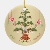 Naam en datum toevoegen Vluchten Navidad Sheep Ker Keramisch Ornament (Achterkant)