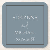 Naam en datum van het bruidspaar kartonnen onderzetters (Voorkant)