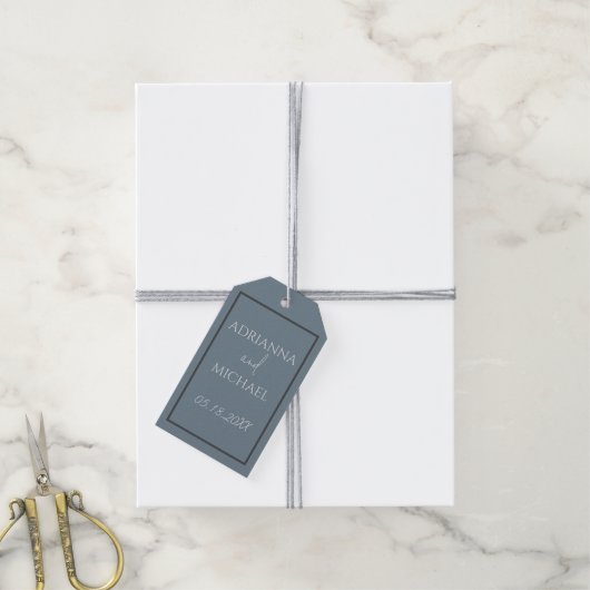 Naam en datum van het koppel op een lei cadeaulabel (Met Touw)
