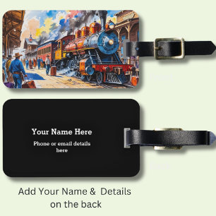 Naam en details toevoegen, Old Steam Train in Stat Bagagelabel