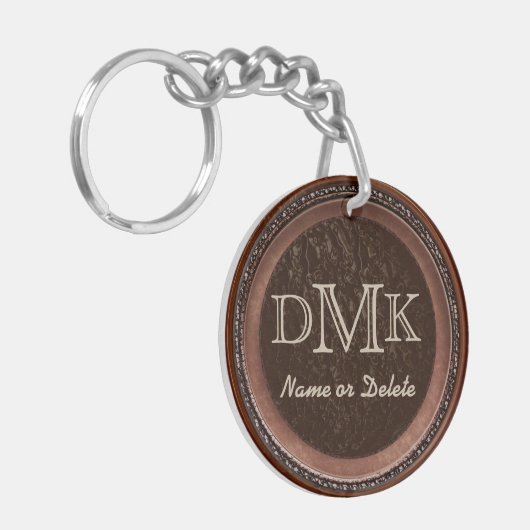 Naam en Drie Sleutelhangers van Initialen voor Man (Voorkant Links)