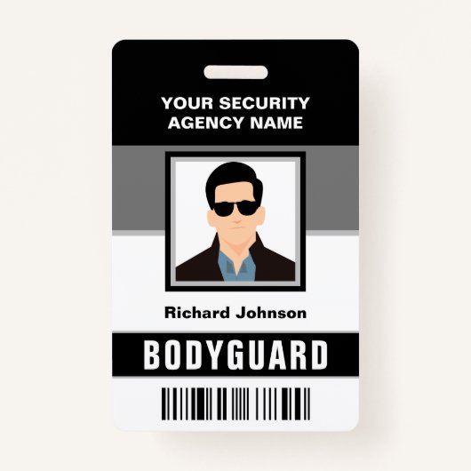 Naam en foto Beveiliging Bodyguard ID Kaart Badge (Voorkant)