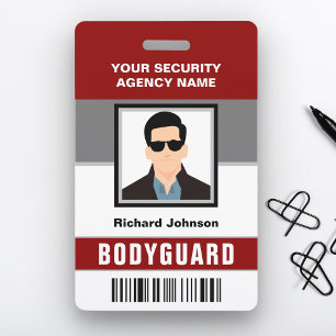 Naam en foto Beveiliging Bodyguard ID Kaart Badge
