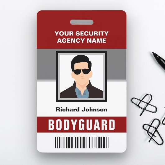 Naam en foto Beveiliging Bodyguard ID Kaart Badge