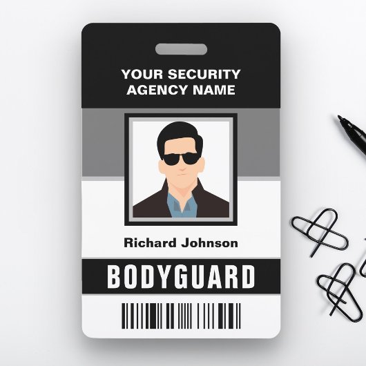 Naam en foto Beveiliging Bodyguard ID Kaart Badge