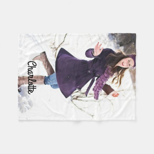 Naam en foto gepersonaliseerde douane fleece deken (Voorkant (Horizontaal))