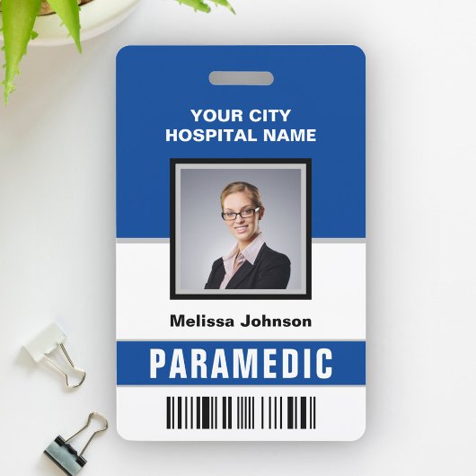 Naam en foto Medische noodsituatie Paramedische ID Badge