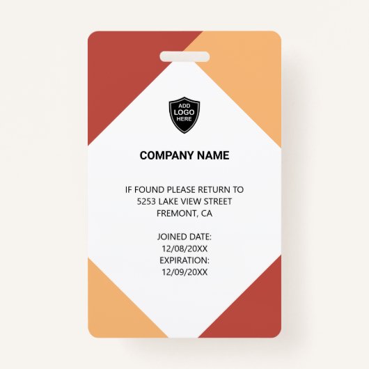 Naam en foto Professionele medewerker ID Kaart Badge (Achterkant)