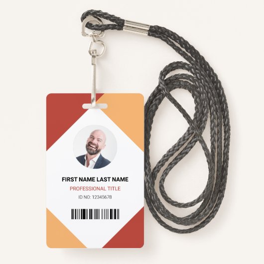 Naam en foto Professionele medewerker ID Kaart Badge (Voorkant met draagriem)