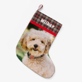 Naam en foto rood flatel kleine kerstsok (Voorkant (Hangend))