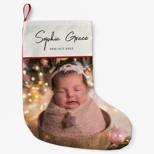 Naam en foto van Baby Girl Kleine Kerstsok (Voorkant)