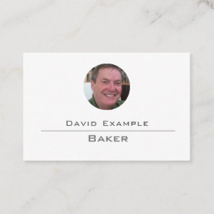 Naam en foto van houder op een Baker-visitekaartje Visitekaartje
