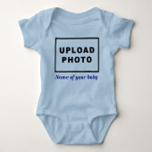 Naam en foto van uw Baby op Light Blue Romper (Voorkant)