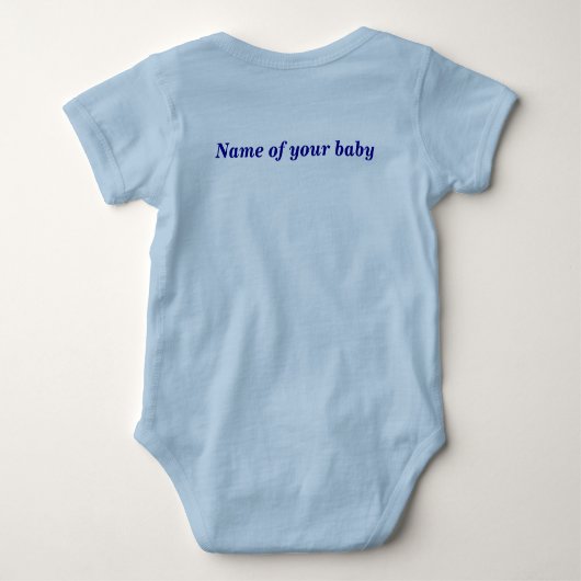 Naam en foto van uw Baby op Light Blue Romper (Achterkant)