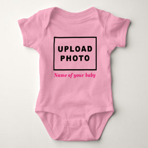 Naam en foto van uw Baby op Roze Baby-pak Romper