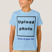 Naam en foto van uw Kind op Light Blue Kinder T-shirt (Voorkant)
