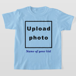 Naam en foto van uw Kind op Light Blue Kinder T-shirt