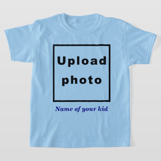 Naam en foto van uw Kind op Light Blue Kinder T-shirt (Laagn)