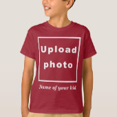 Naam en foto van uw Kind op Maroon Kinder T-Shirt (Voorkant)