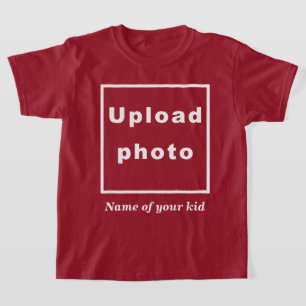 Naam en foto van uw Kind op Maroon Kinder T-Shirt