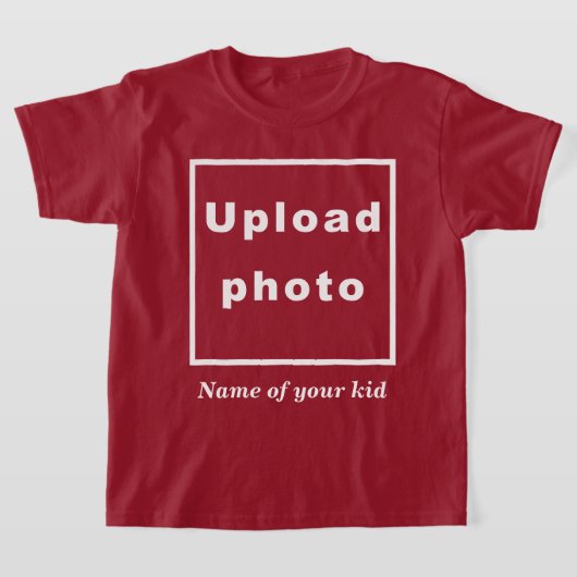 Naam en foto van uw Kind op Maroon Kinder T-Shirt (Laagn)